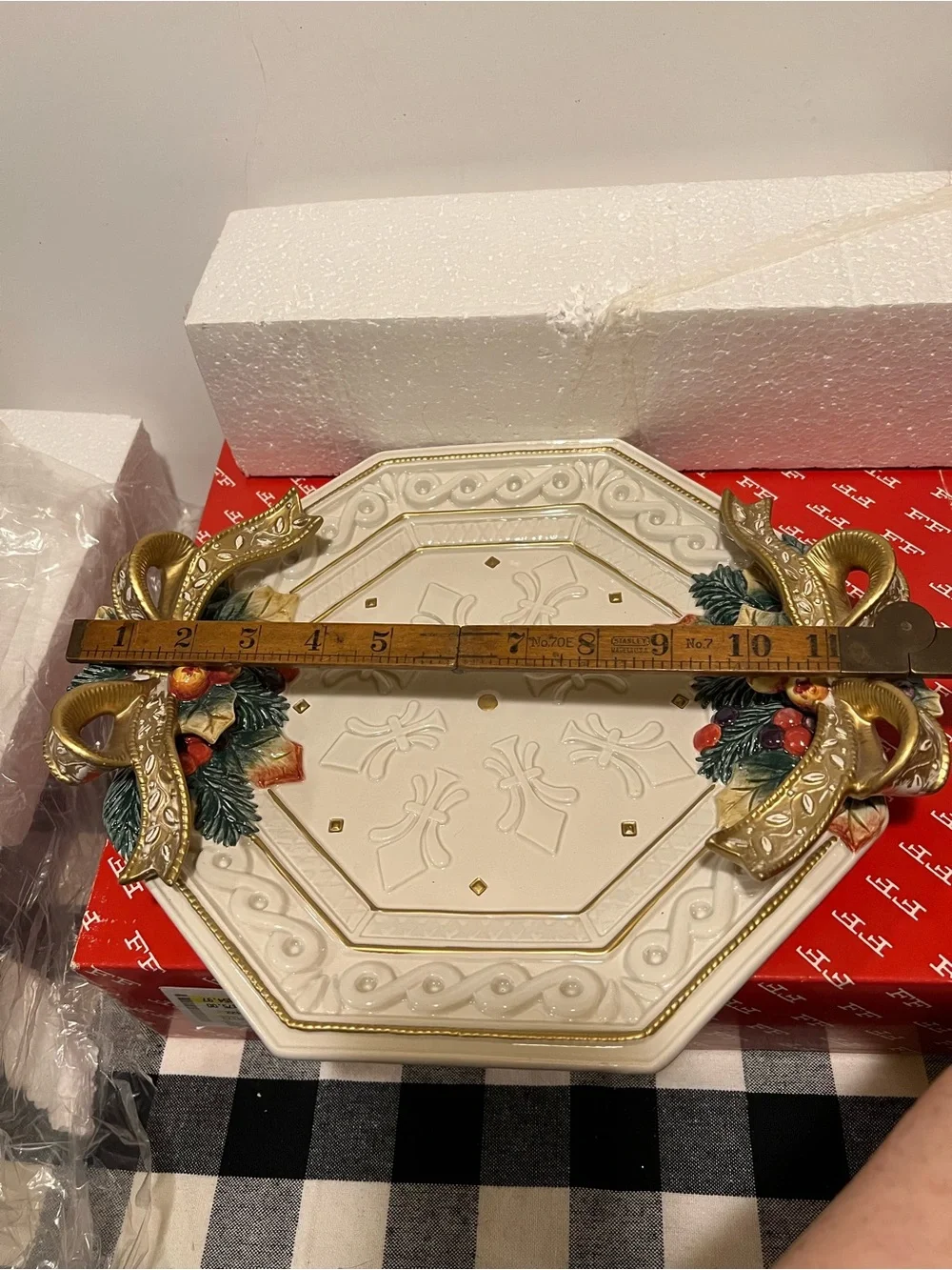 NWT FITZ & FLOYD SNOWY WOODS PLATTER FOR TUREEN.